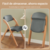 Preventa-SoBuy FST92-SG Silla Plegable de Madera con Asiento y Respaldo para Comedor Gris