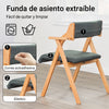SoBuy FST98-SG Silla de Madera con Cojín para Comedor Plegable y Montada Gris Oscuro