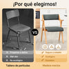 SoBuy FST98-SG Silla de Madera con Cojín para Comedor Plegable y Montada Gris Oscuro