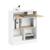 Preventa-SoBuy FWT104-WN Mesa Escritorio Plegable con 3 Estantes Blanco y Natural