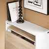 Preventa-SoBuy FWT104-WN Mesa Escritorio Plegable con 3 Estantes Blanco y Natural