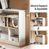 SoBuy FWT104-WN Mesa Escritorio Plegable con 3 Estantes Blanco y Natural