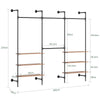 SoBuy KLS19-SCH Perchero de Pared con 4 Barras para Colgar Negro 265x48x220cm