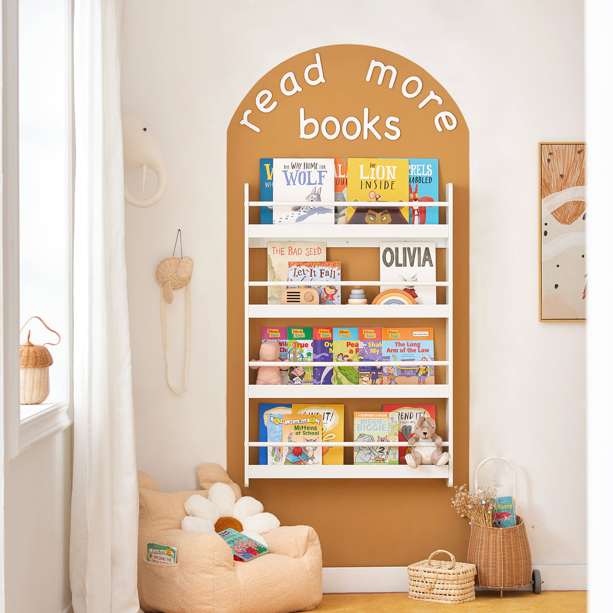 Sobuy Kmb46-w Librería Infantil De Pared Estantería Para Niños De