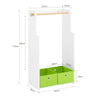 SoBuy KMB109-W Armario ropero Infantil con Perchero y Cajas 60 x 35 x 110 cm