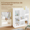 SoBuy KMB120-W Librería Infantil Estantería para libros y Juguetes con 9 Compartimientos Blanco 95x34x105 cm