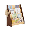 SoBuy KMB32-N Libreria Infantil Estantería Montessori con 4 Compartimentos y 2 Ganchos Marrón Natural 91x30x89 cm