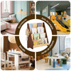 SoBuy KMB32-N Libreria Infantil Estantería Montessori con 4 Compartimentos y 2 Ganchos Marrón Natural 91x30x89 cm