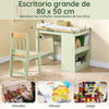 SoBuy KMB60-GR Mesa y Silla Infantil con 2 Estantes Laterales con 3 portabolígrafos Verde 80x50x66cm