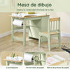 SoBuy KMB60-GR Mesa y Silla Infantil con 2 Estantes Laterales con 3 portabolígrafos Verde 80x50x66cm