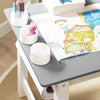 SoBuy KMB60-HG Juego de Mesa y Silla Infantil con 2 estantes Escritorio Infantil con 3 Portalápices Blanco y Gris