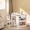 SoBuy KMB60-HG Juego de Mesa y Silla Infantil con 2 estantes Escritorio Infantil con 3 Portalápices Blanco y Gris
