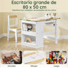 SoBuy KMB60-WN Mesa y Silla Infantil con 2 Estantes Laterales con 3 Portalápices Blanco y Natural 80x50x66cm