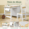 SoBuy KMB60-WN Mesa y Silla Infantil con 2 Estantes Laterales con 3 Portalápices Blanco y Natural 80x50x66cm