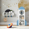 SoBuy KMB87-W Librería Estantería para Niños con Forma de Cohete con 4 Compartimentos y 2 Estantes