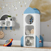 SoBuy KMB87-W Librería Estantería para Niños con Forma de Cohete con 4 Compartimentos y 2 Estantes