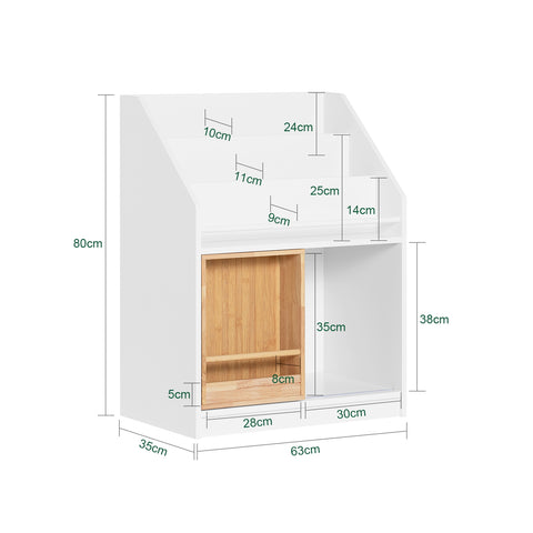 SoBuy KMB98-W Librería Infantil para niños con 3 estanterías y 2 Compartimentos