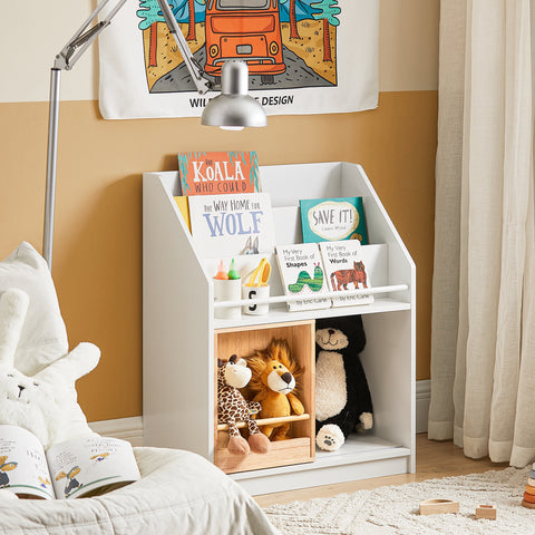 SoBuy KMB98-W Librería Infantil para niños con 3 estanterías y 2 Compartimentos