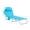 SoBuy OGS35-B Tumbona inclinable de Acero Plegable con Almohada Azul