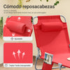 SoBuy OGS35-R Tumbona inclinable de acero con almohada Roja
