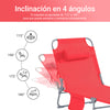 SoBuy OGS35-R Tumbona inclinable de acero con almohada Roja