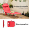 SoBuy OGS35-R Tumbona inclinable de acero con almohada Roja