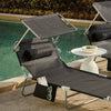 SoBuy OGS48-SCH Tumbona con Respaldo Reclinable y Parasol