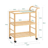 SoBuy SVW24-N Carrito Múltiuso para Cocina con 3 Estantes y 1 Tablero de Cristal 65 x 35 x 80 cm