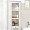 SoBuy BZR36-W Armario Alto de Baño con 1 cajón y 1 Puerta Y 3 Estantes Blanco