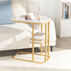 SoBuy FBT110-G Mesa Auxiliar de café con 2 Estantes Dorado