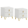 SoBuy FBT115-Wx2 Set de 2 Mesitas de Noche para Dormitorio y Salon Blanca