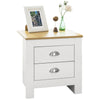 SoBuy FBT86-WMesita de Noche con 2 cajónes Blanco