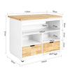 SoBuy FKW107-WN Carro de Cocina con 3 Compartimentos y 2 cajones