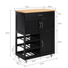 SoBuy FKW45-SCH Carrito de Cocina con 3 Puertas y 1 cajón Negro