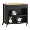 SoBuy FKW74-SCH Carrito de Cocina con 2 cajones y 2 Estantes Negro