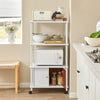 SoBuy FRG12-W Carrito de Cocina con Ruedas con 3 Estantes y 2 Puertas Blanco