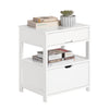 SoBuy FRG258-W Mesilla de Noche Mesa auxiliar con 2 cajones Blanco