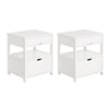 SoBuy FRG258-Wx2 Set de 2 Mesas auxiliares con 2 cajones Blanco