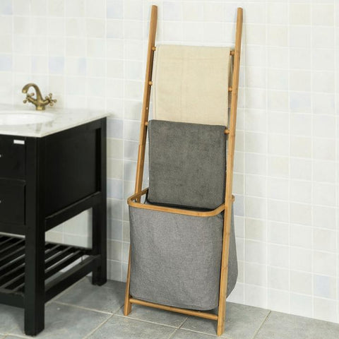 SoBuy FRG263-N Estanterías de Baño con cesta y tres toalleros H140 cm