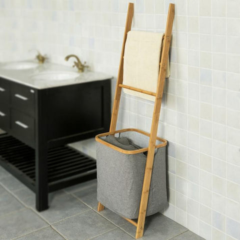 SoBuy FRG263-N Estanterías de Baño con cesta y tres toalleros H140 cm