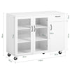 SoBuy FSB57-W Aparador de Cocina con 2 cajones 2 Puertas de Vidrio