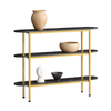 SoBuy FSB66-SCH Mesa de Consola con 3 Estantes Dorado y Negro