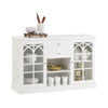 SoBuy FSB79-W Aparador Cocina Mueble Vitrina de Cristal con 2 Puertas y 2 Cajones Blanco