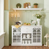 SoBuy FSB79-W Aparador Cocina Mueble Vitrina de Cristal con 2 Puertas y 2 Cajones Blanco