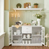 SoBuy FSB79-W Aparador Cocina Mueble Vitrina de Cristal con 2 Puertas y 2 Cajones Blanco