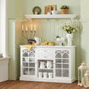SoBuy FSB79-W Aparador Cocina Mueble Vitrina de Cristal con 2 Puertas y 2 Cajones Blanco