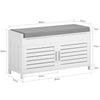 Preventa-SoBuy FSR102-W Banco Zapatero con 2 Puertas Blanco 90 x 33 x 50 cm