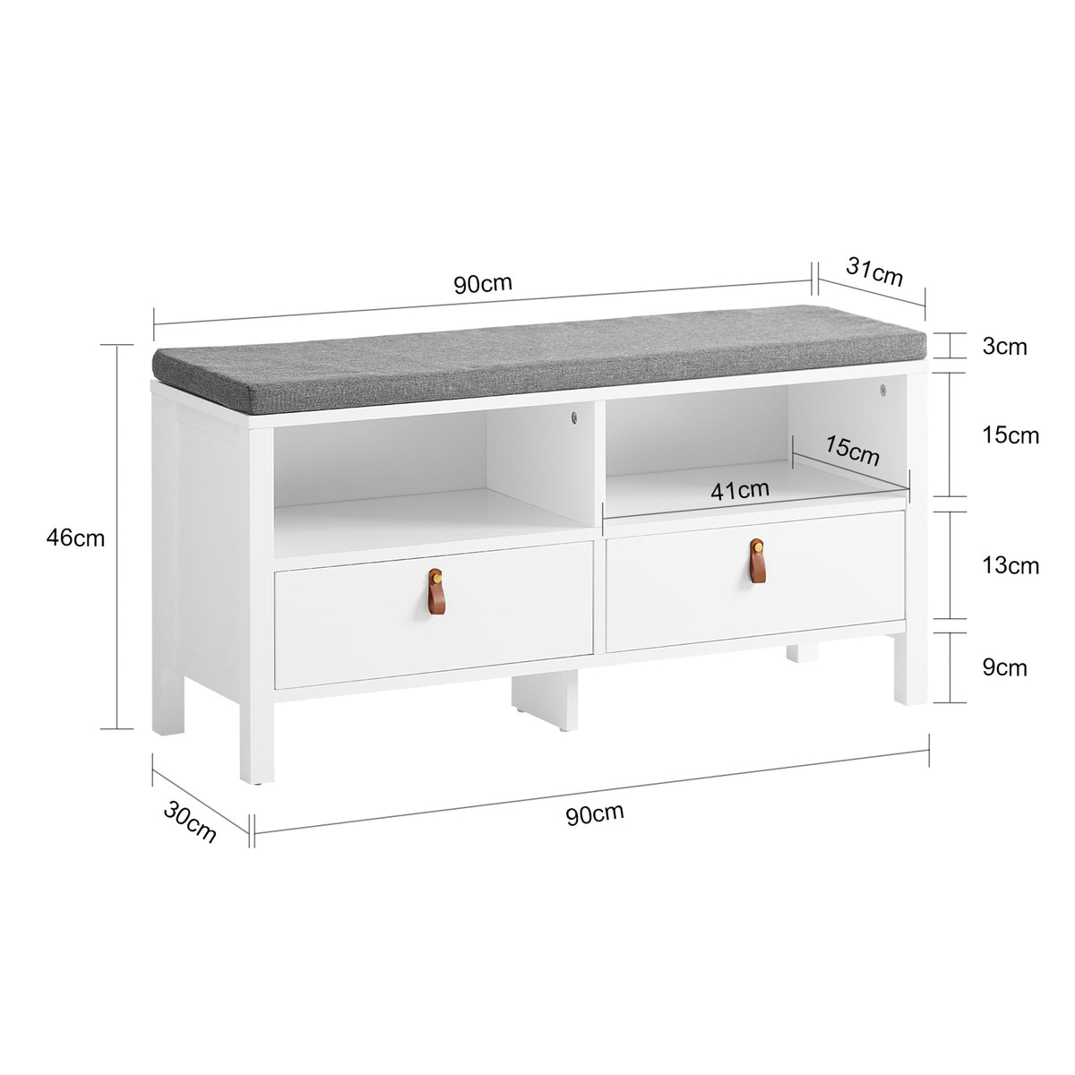 Sobuy Fsr102-w Banco Zapatero Con 2 Puertas Banco De