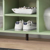 SoBuy FSR115-GR Banco Zapatero con Puertas Correderas de vidrio Verde