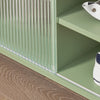 SoBuy FSR115-GR Banco Zapatero con Puertas Correderas de vidrio Verde